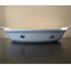 Vintage Dutch Enamel Blue Oval Casserole Dish Holland